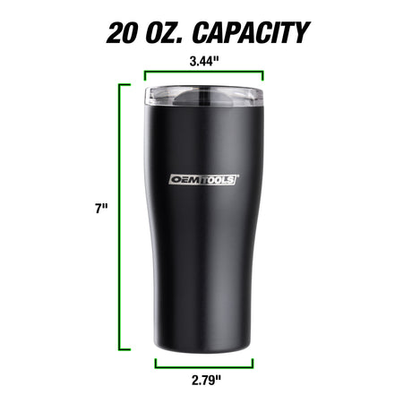 OEMTOOLS 26047  20 Oz. Stainless Steel Double Wall Tumbler - Black Additional Image 1