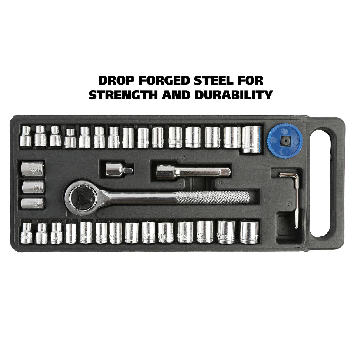 GreatNeck 74213 Ratchet and Socket Set - 1/4in. and 3/8in. Drive (40 Pieces) Additional Image 2