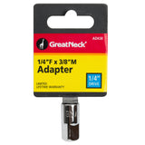 GreatNeck 1/4 Drive 1/4 Inch Female x 3/8 Inch Male Adapter Additional Image 1