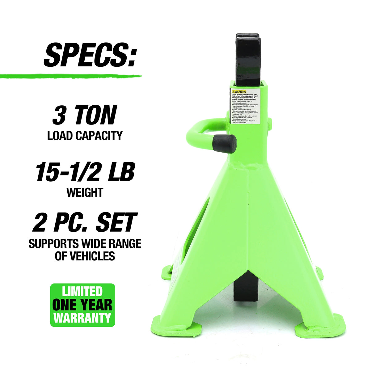 OEMTOOLS 24852 3 Ton Jack Stands (Pair) Additional Image 2