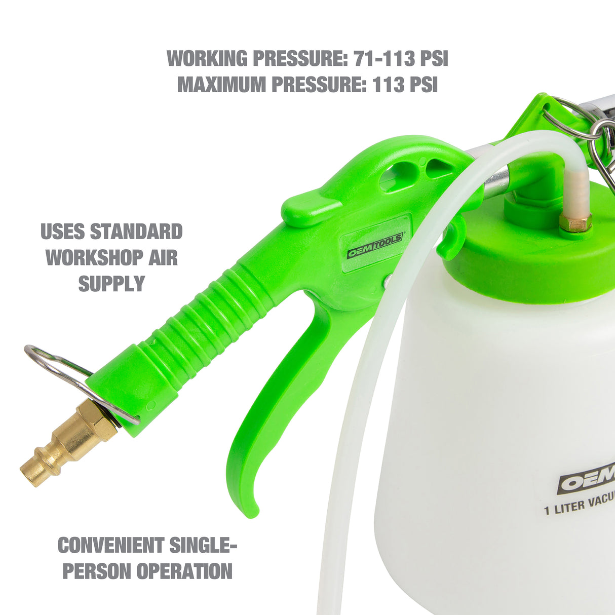 OEMTOOLS 22505 1 Liter Pneumatic Brake Bleeder with Refill Bottle Additional Image 2
