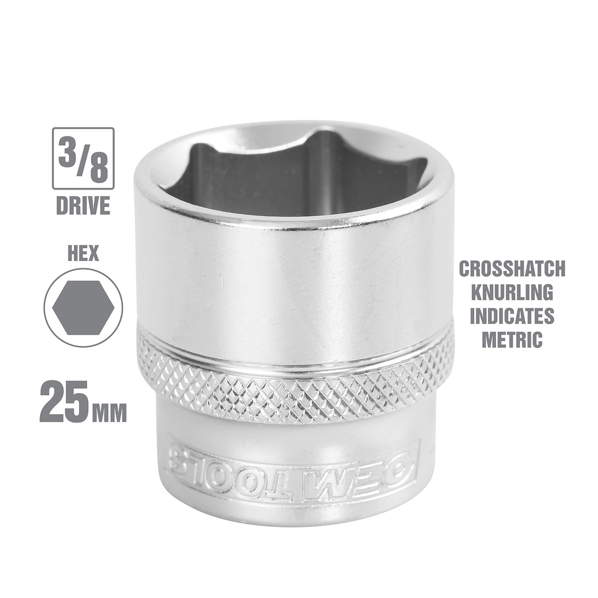 OEMTOOLS 22299 3/8 Inch Drive 6 Pt. Socket (25 mm) Additional Image 1