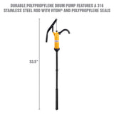 OEMTOOLS 24472 Lever Action Barrel Pump - Polypropylene Stainless Steel Rod Additional Image 4
