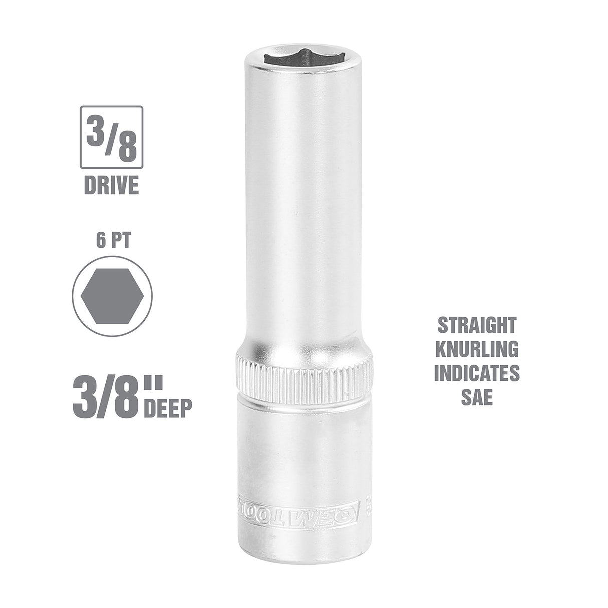 OEMTOOLS 22342 3/8 Inch 3/8 Inch Drive Deep Wall Socket Additional Image 1