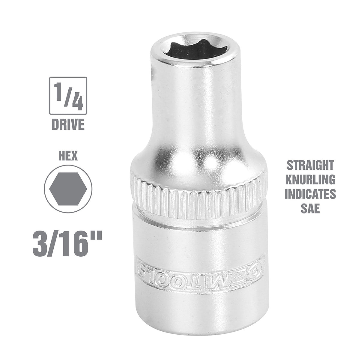 OEMTOOLS 22222 1/4 Inch Drive 6 Pt. Socket (3/16 Inch) Additional Image 1
