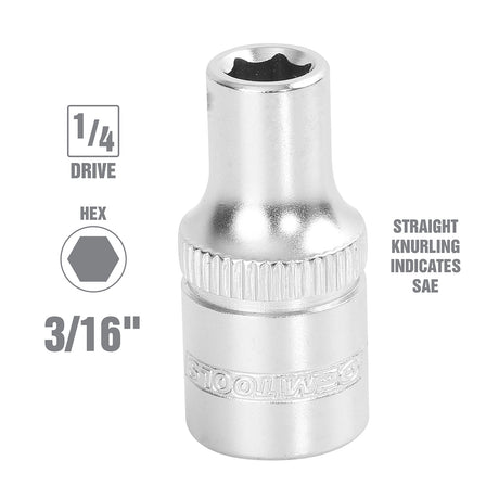 OEMTOOLS 22222 1/4 Inch Drive 6 Pt. Socket (3/16 Inch) Additional Image 1