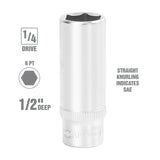 OEMTOOLS 22264 1/4 Inch Drive 6 Pt. Deep Socket (1/2 Inch) Additional Image 1