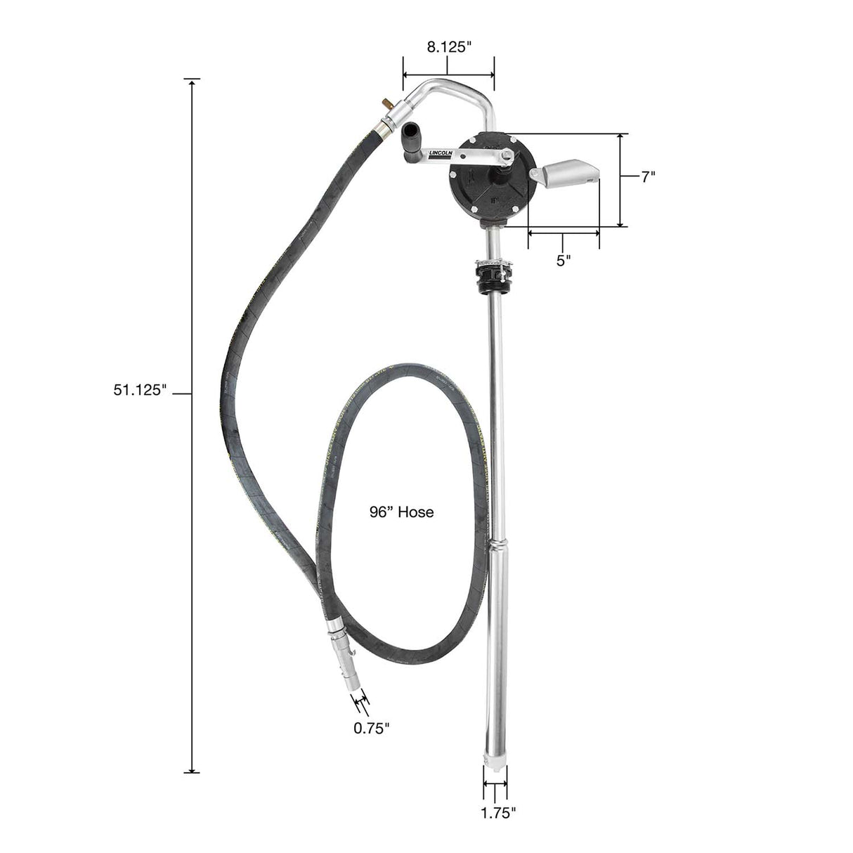 Lincoln Industrial 1387 Manual Rotary Fuel Pump with Hose for 55 Gallon Drums Additional Image 1