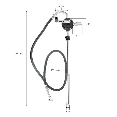 Lincoln Industrial 1387 Manual Rotary Fuel Pump with Hose for 55 Gallon Drums Additional Image 1