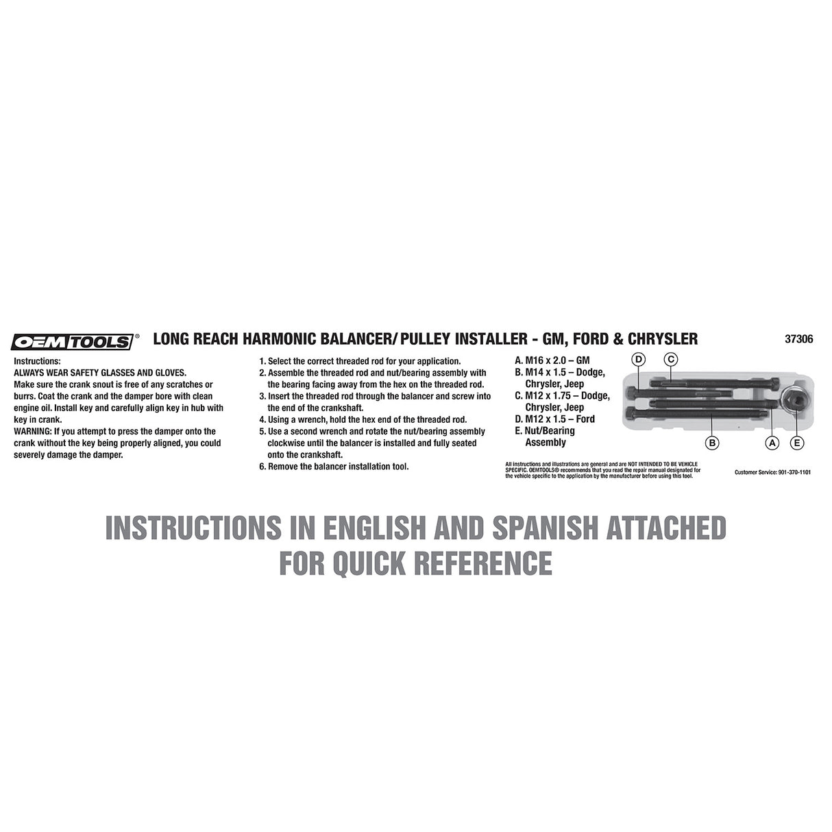 OEMTOOLS 37406 Long Reach Harmonic Balancer/Pulley Installer for GM, Ford & Chrysler Additional Image 6
