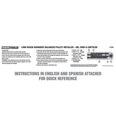 OEMTOOLS 37406 Long Reach Harmonic Balancer/Pulley Installer for GM, Ford & Chrysler Additional Image 6