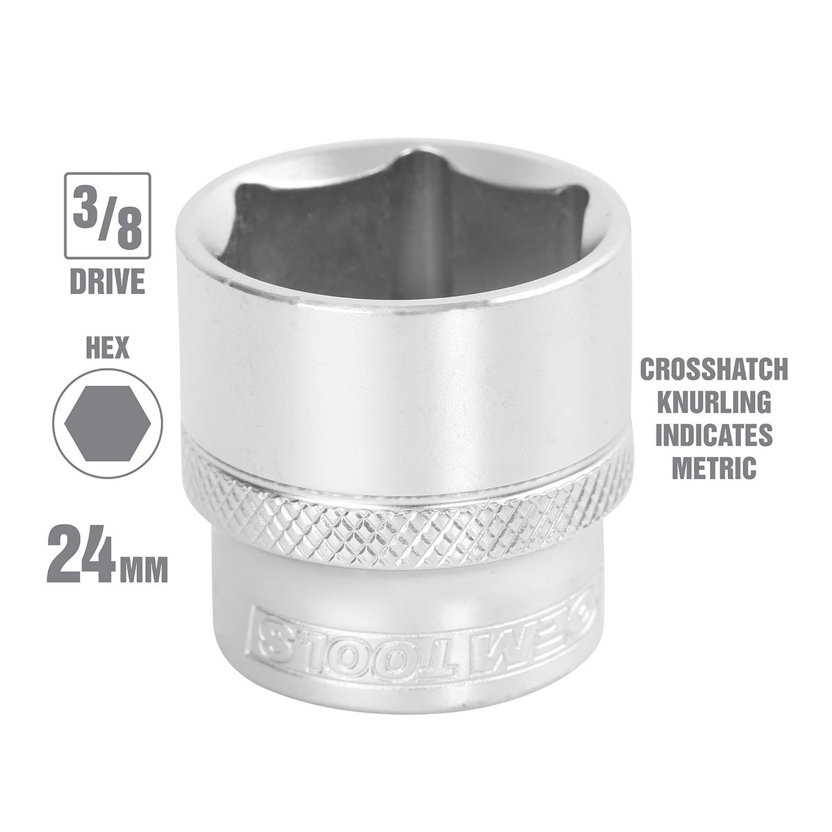 OEMTOOLS 22298 3/8 Inch Drive 6 Pt. Socket (24 mm) Additional Image 1