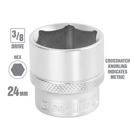 OEMTOOLS 22298 3/8 Inch Drive 6 Pt. Socket (24 mm) Additional Image 1