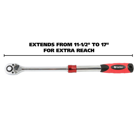 GreatNeck 38021 1/2 Drive Extendable Ratchet Additional Image 2