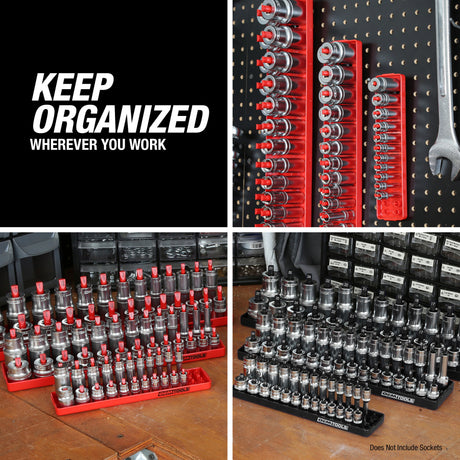 OEMTOOLS 22234 6 Piece SAE and Metric Socket Tray Set (Red and Black) Additional Image 7