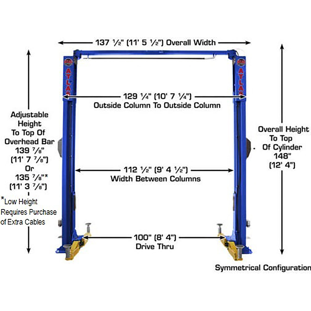 Atlas Equipment Platinum PVL10 10,000 Lb. 2-Post Lift Additional Image 7