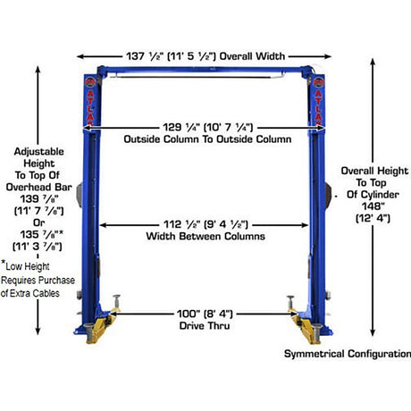 Atlas Equipment Platinum PVL10 10,000 Lb. 2-Post Lift Additional Image 7