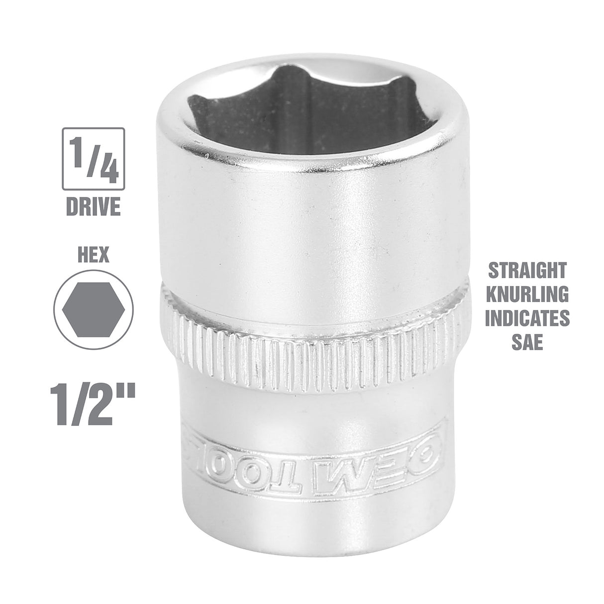 OEMTOOLS 22230 1/4 Inch Drive 6 Pt. Socket (1/2 Inch) Additional Image 1