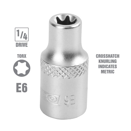 OEMTOOLS 22802 E6 1/4 Inch Drive External Star Socket Additional Image 1