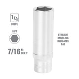 OEMTOOLS 22263 1/4 Inch Drive 6 Pt. Deep Socket (7/16 Inch) Additional Image 1