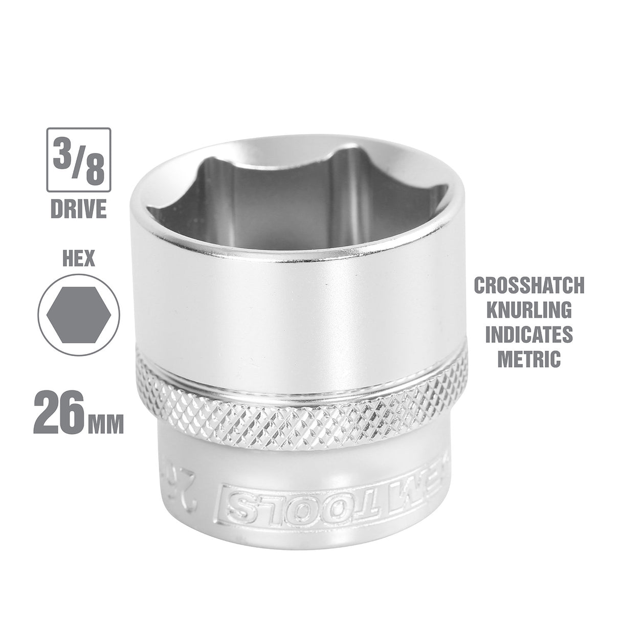 OEMTOOLS 22300 3/8 Inch Drive 6 Pt. Socket (26 mm) Additional Image 1