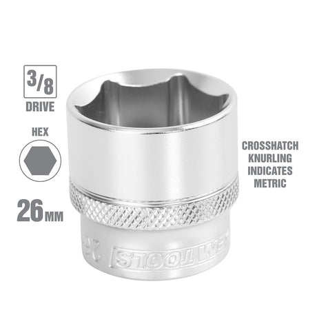 OEMTOOLS 22300 3/8 Inch Drive 6 Pt. Socket (26 mm) Additional Image 1