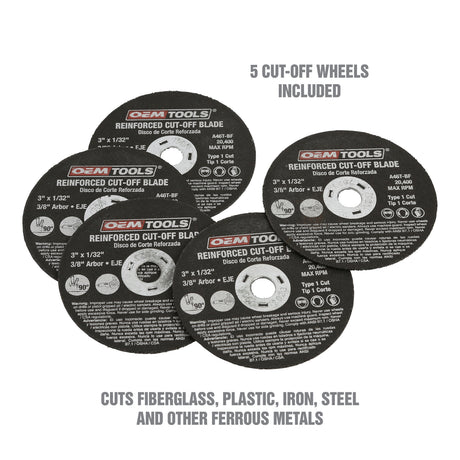 OEMTOOLS 26524 5 Piece Cut Off Wheel Set with Mandrel Additional Image 1