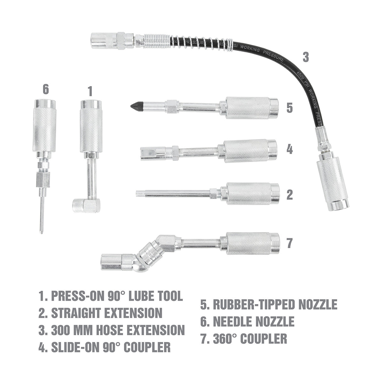 OEMTOOLS 25711 7 Piece Grease Fitting Adapter Set Additional Image 1