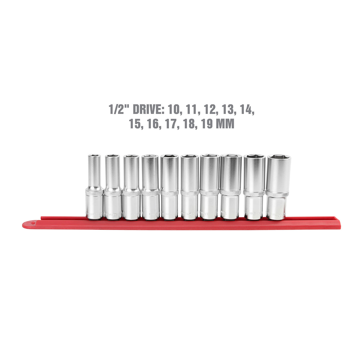 OEMTOOLS 22959 10 Piece 1/2in. Deep Socket Set (Metric) Additional Image 2