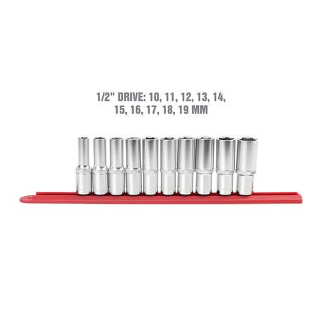 OEMTOOLS 22959 10 Piece 1/2in. Deep Socket Set (Metric) Additional Image 2
