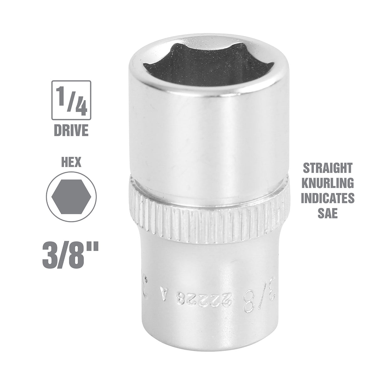OEMTOOLS 22228 1/4 Inch Drive 6 Pt. Socket (3/8 Inch) Additional Image 1