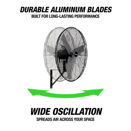 OEMTOOLS 34885 30 Inch Oscillating Wall Mount Fan Additional Image 3