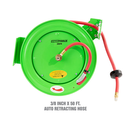 OEMTOOLS 25979 Spring Rewind Air Hose Reel with 3/8in. x 50 Ft. Hose Additional Image 2