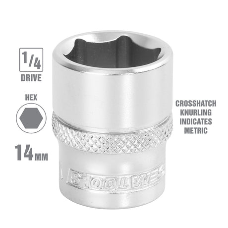 OEMTOOLS 22251 1/4 Inch Drive 6 Pt. Socket (14 mm) Additional Image 1