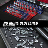 OEMTOOLS 22237 6 Piece SAE and Metric Socket Tray Set (Red and Blue) Additional Image 6