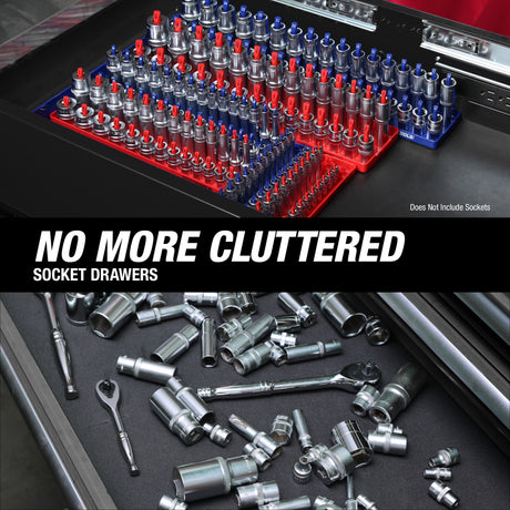 OEMTOOLS 22237 6 Piece SAE and Metric Socket Tray Set (Red and Blue) Additional Image 6