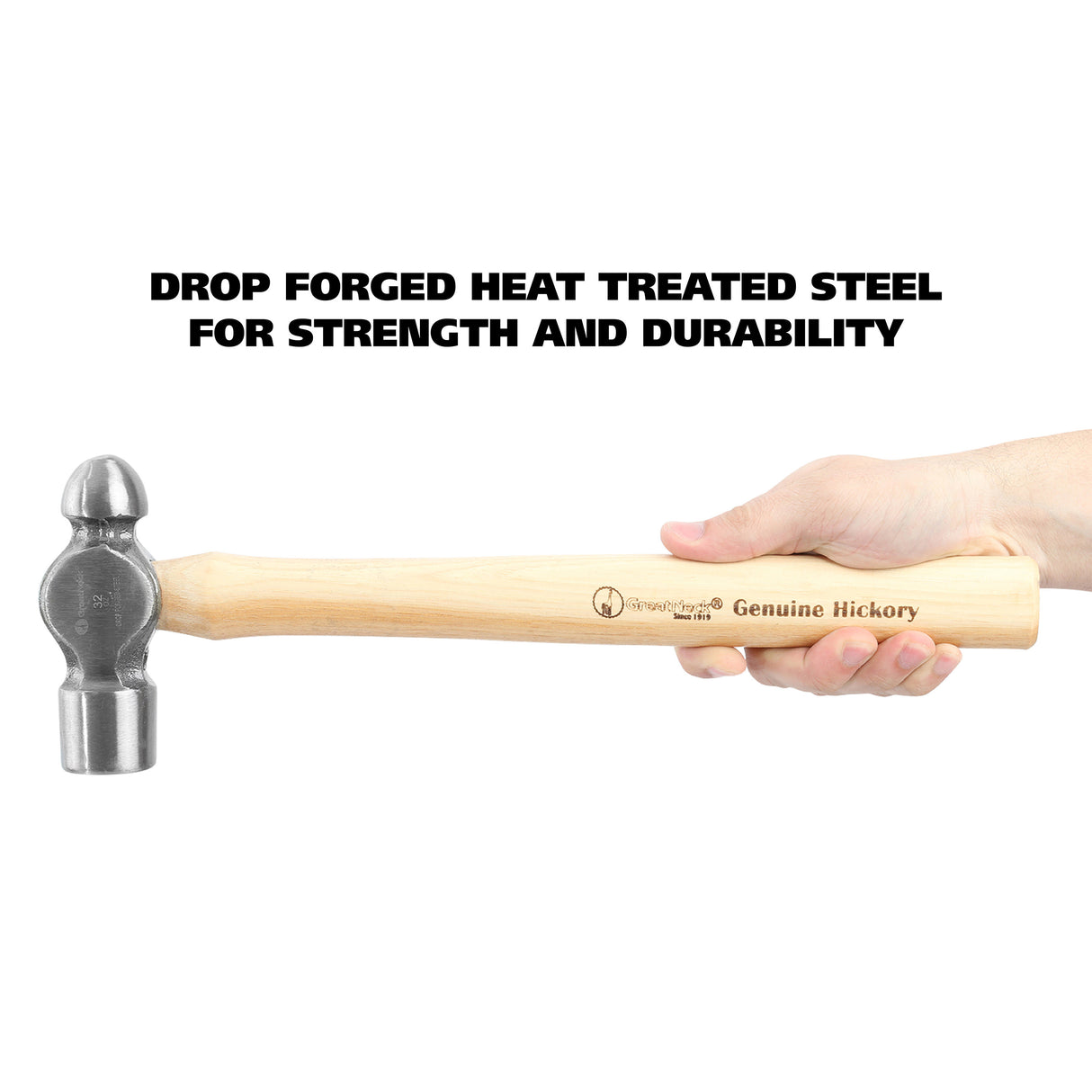 GreatNeck BP32 Ball Peen Hammer (32 Oz.) with Hickory Handle Additional Image 5
