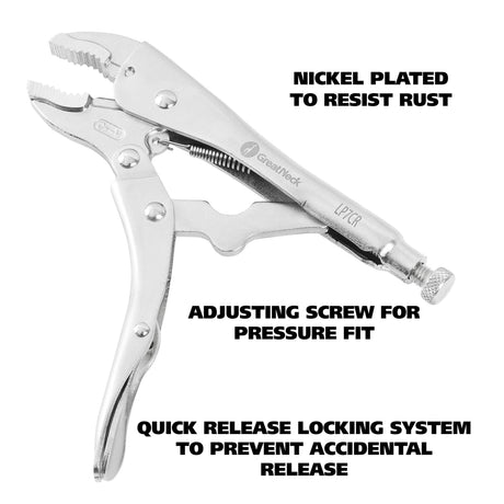 GreatNeck LP7CR 7 Inch Curved Jaw Locking Pliers Additional Image 4