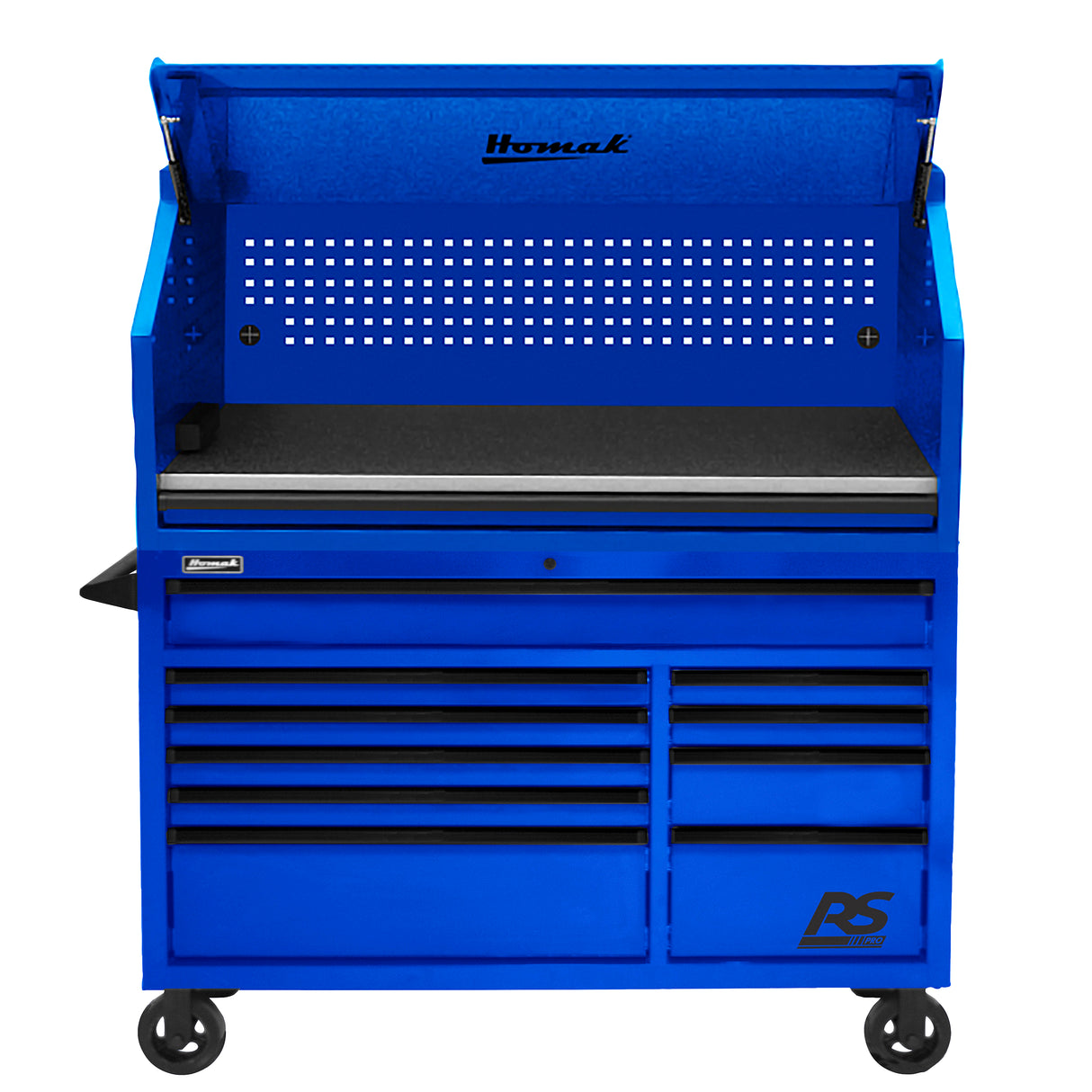 Homak 54in. RS Pro 10 Drawer Roller Cabinet-Blue Additional Image 2