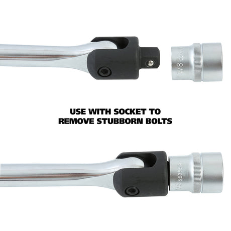 GreatNeck 38005 1/2in. Drive 24-Inch Breaker Bar with Flex Head Additional Image 5