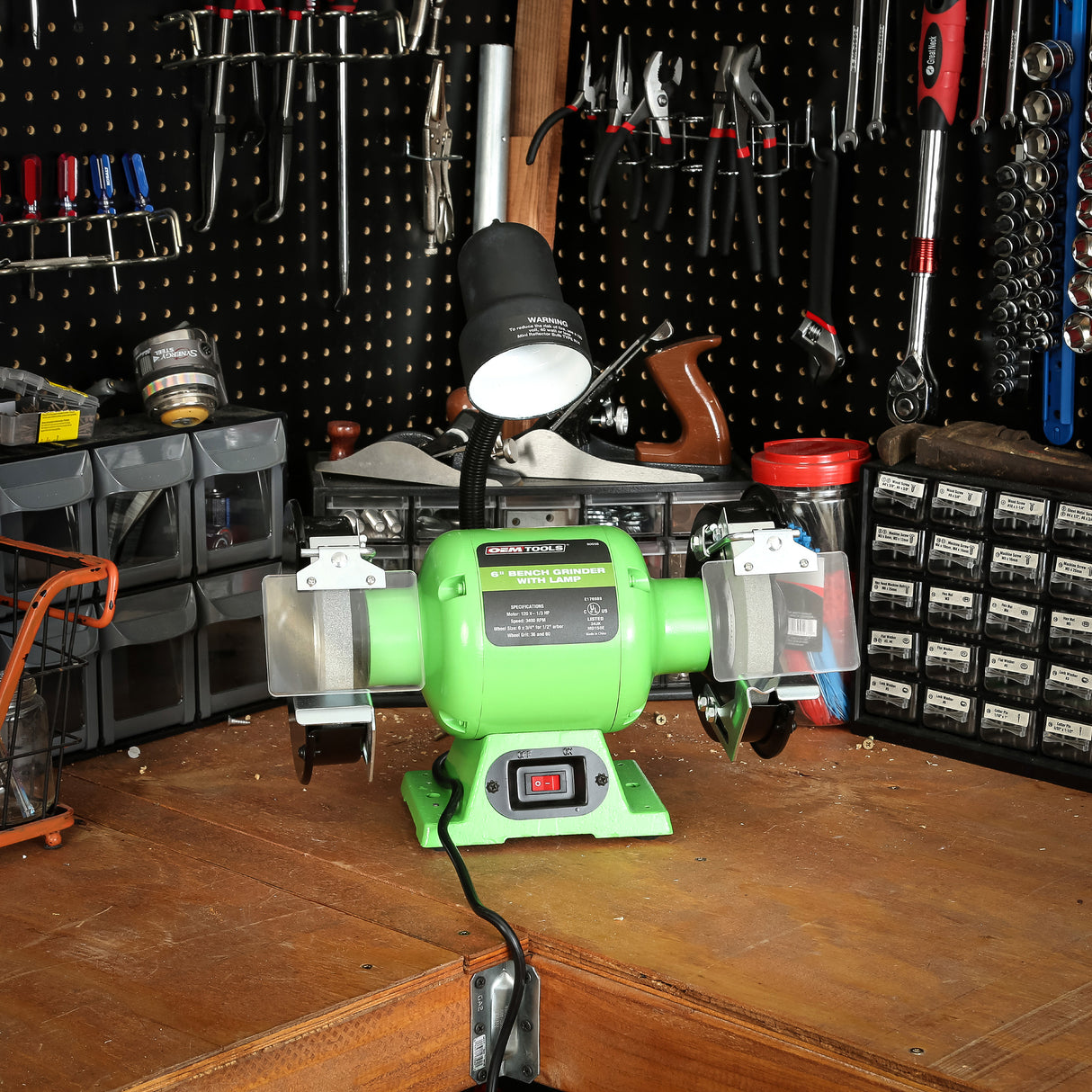 OEMTOOLS 80058 6in. Bench Grinder with Lamp Additional Image 7