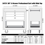 OEMTOOLS 24731 3 Drawer Slide Top Tool Cart - Green Additional Image 9