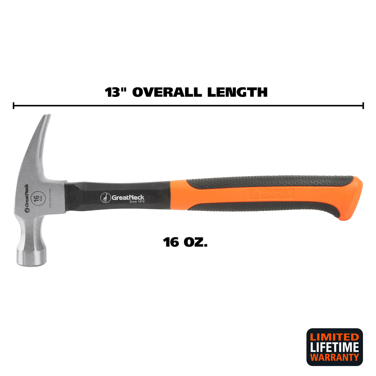 GreatNeck HG16S Fiberglass Straight Claw Hammer (16 Oz.) Additional Image 1