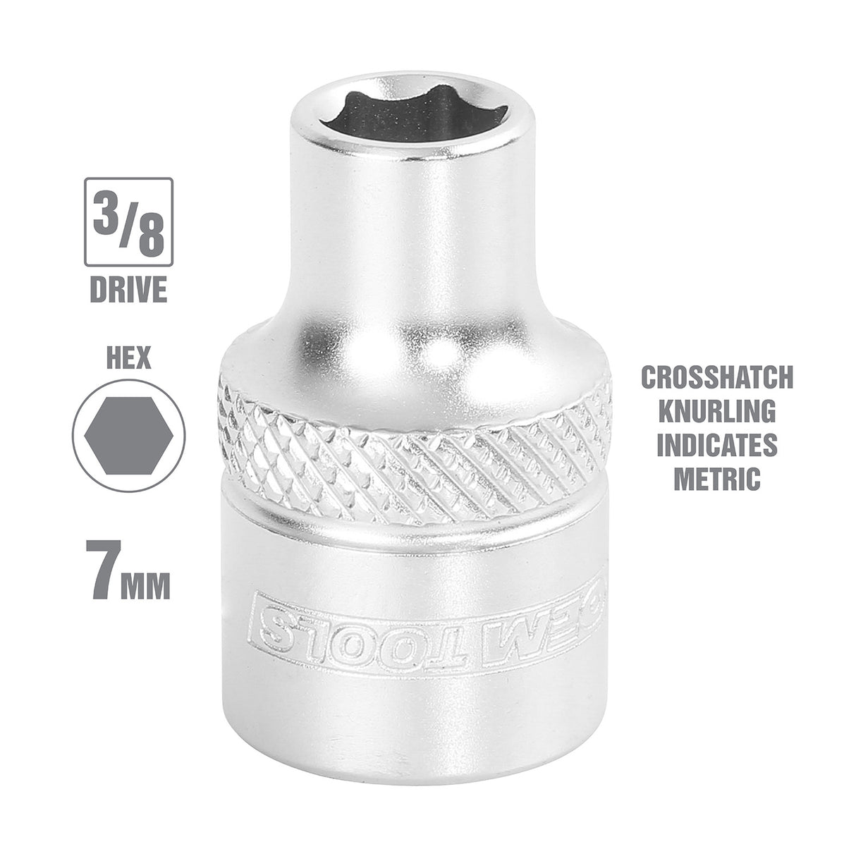 OEMTOOLS 22281 3/8 Inch Drive 6 Pt. Socket (7 mm) Additional Image 1