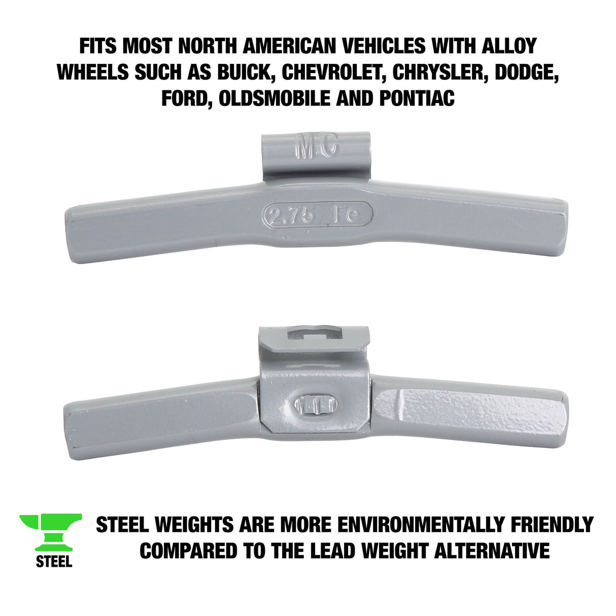 OEMTOOLS 23262 2.75 oz. MC Style Steel Wheel Weight - 1 Box of 25 Additional Image 1