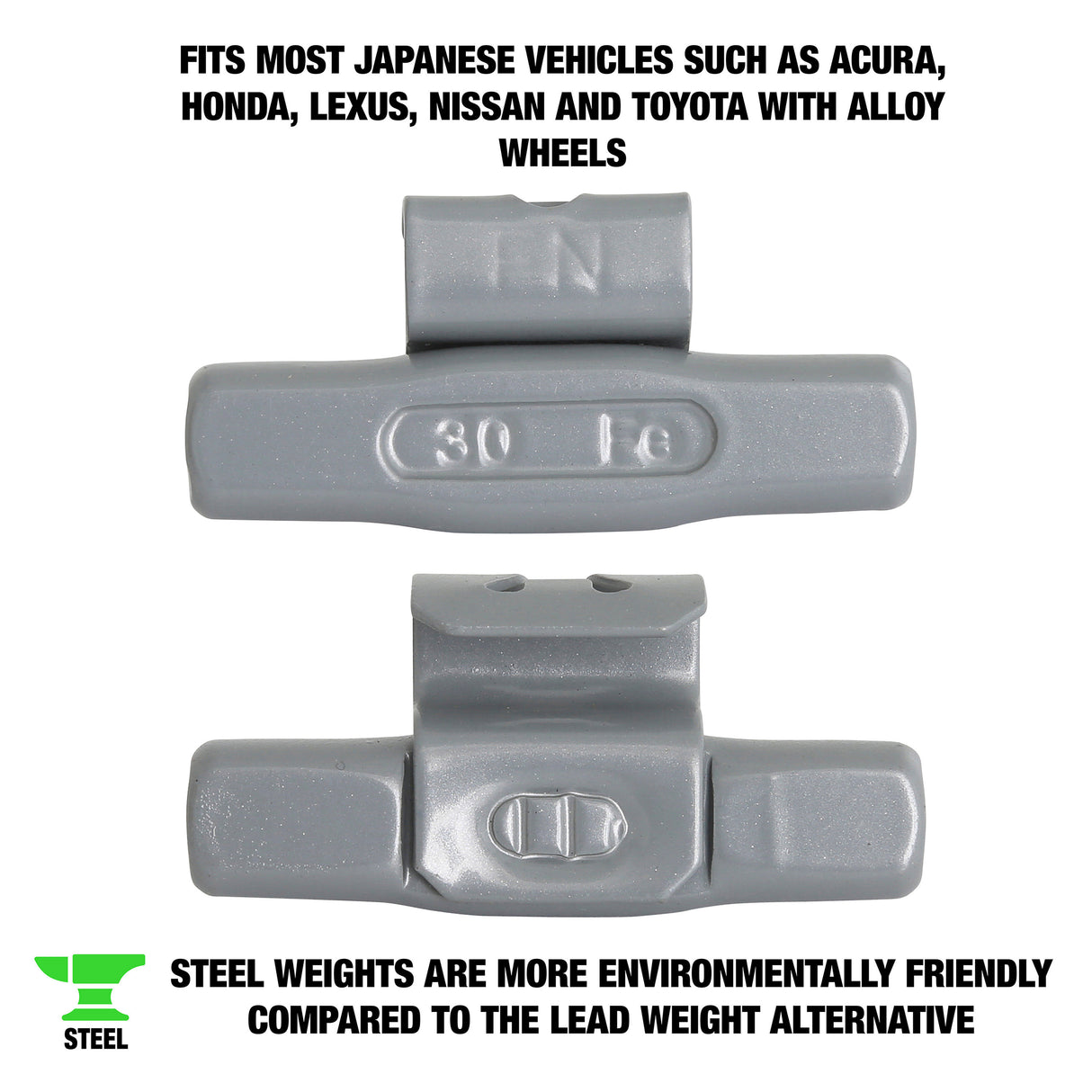 OEMTOOLS 23269 30 gm. FN Style Steel Wheel Weight - 1 Box of 25 Additional Image 1