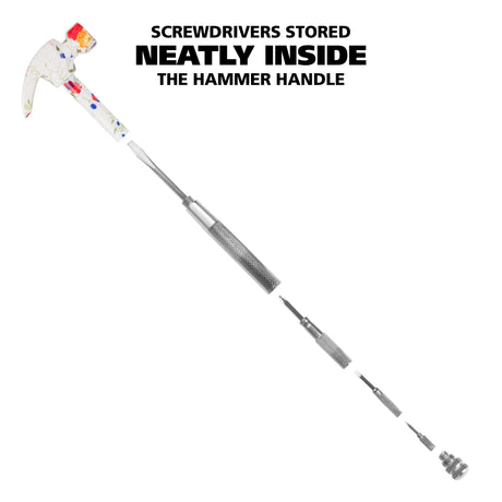 GreatNeck HA104004 5 in 1 White Floral Hammer and Screwdriver Set Additional Image 3