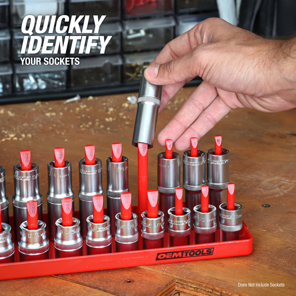 OEMTOOLS 22237 6 Piece SAE and Metric Socket Tray Set (Red and Blue) Additional Image 5