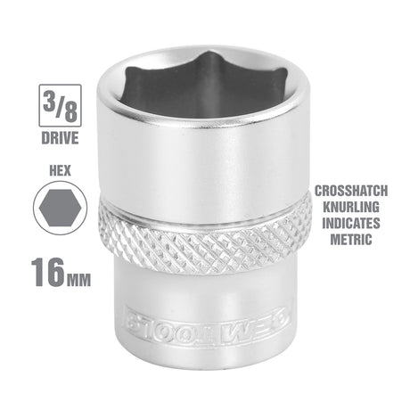 OEMTOOLS 22290 3/8 Inch Drive 6 Pt. Socket (16 mm) Additional Image 1