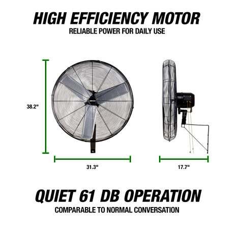 OEMTOOLS 34885 30 Inch Oscillating Wall Mount Fan Additional Image 5